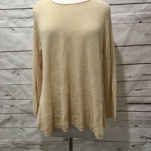 Olivia Sky Women's Tunic Knit Ivory Size Medium Top Shirt Lined Open Back Long S